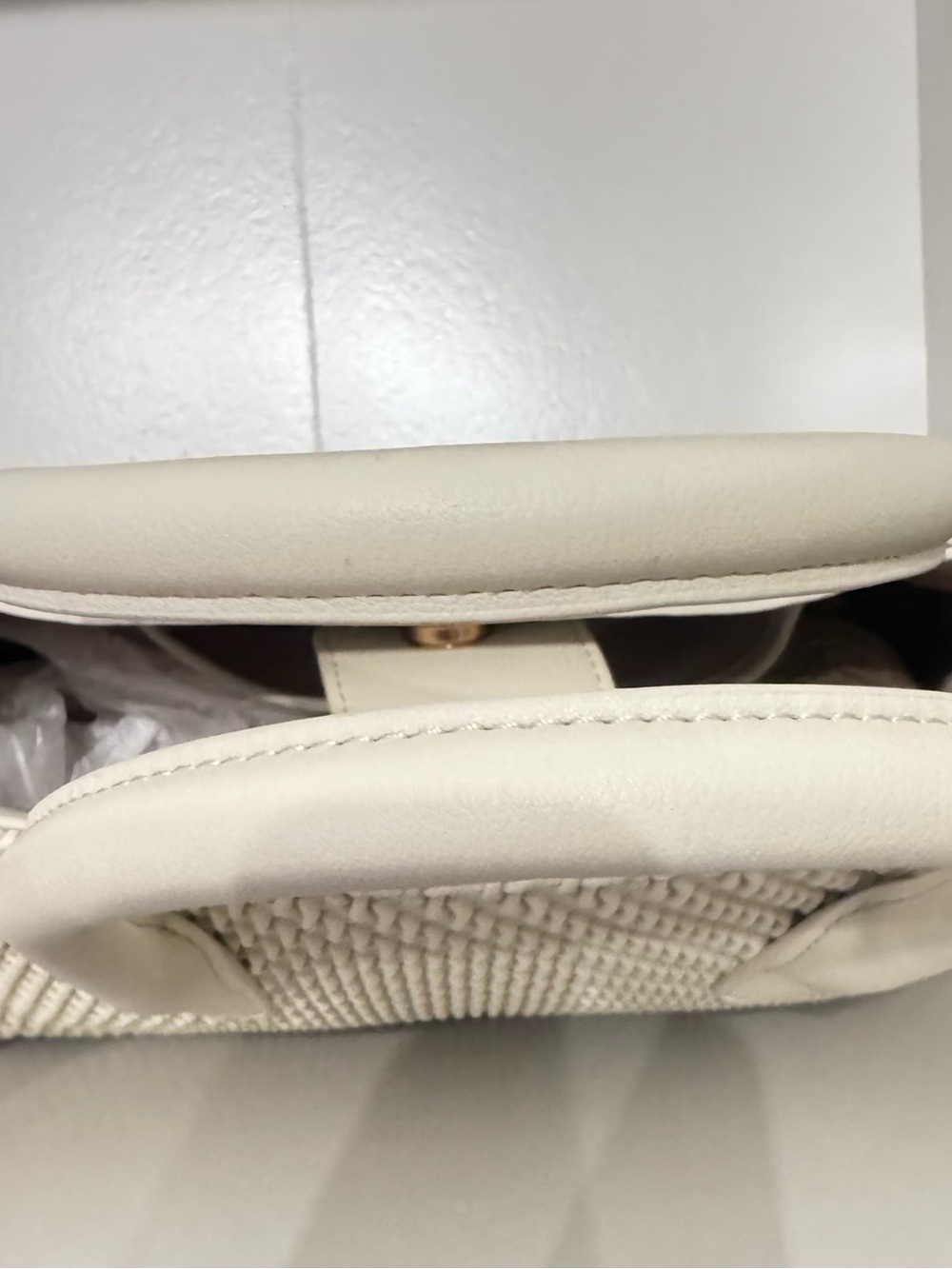 Sam Edelman NWOT Ivory Woven Tote Bag Structured Top Handle with Dust Bag - Picture 11 of 12